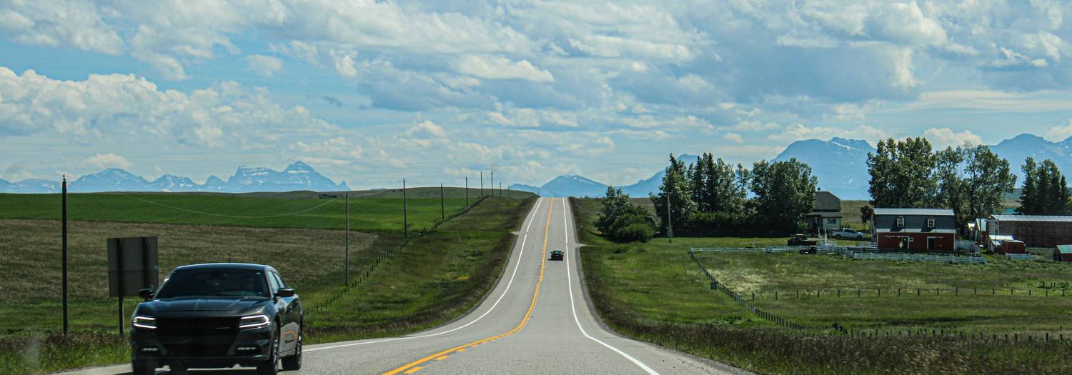 A car approaching the Canada-U.S. border during a Manitoba vehicle import